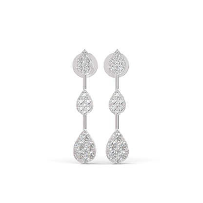 Guru Jewel's Radiant Triple-Tier Pear Pave Drop Earrings for Her