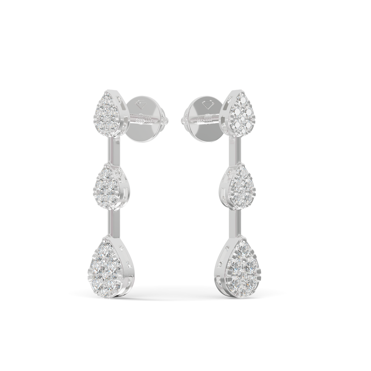 Guru Jewel's Radiant Triple-Tier Pear Pave Drop Earrings for Her
