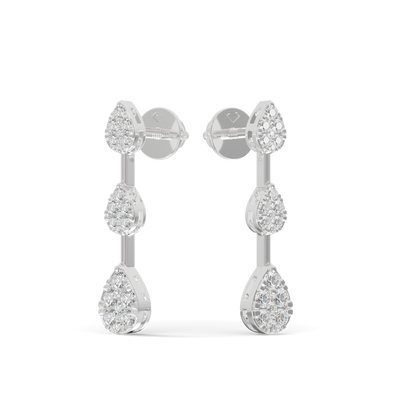 Guru Jewel's Radiant Triple-Tier Pear Pave Drop Earrings for Her