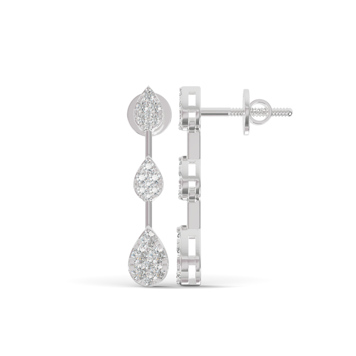 Guru Jewel's Radiant Triple-Tier Pear Pave Drop Earrings for Her