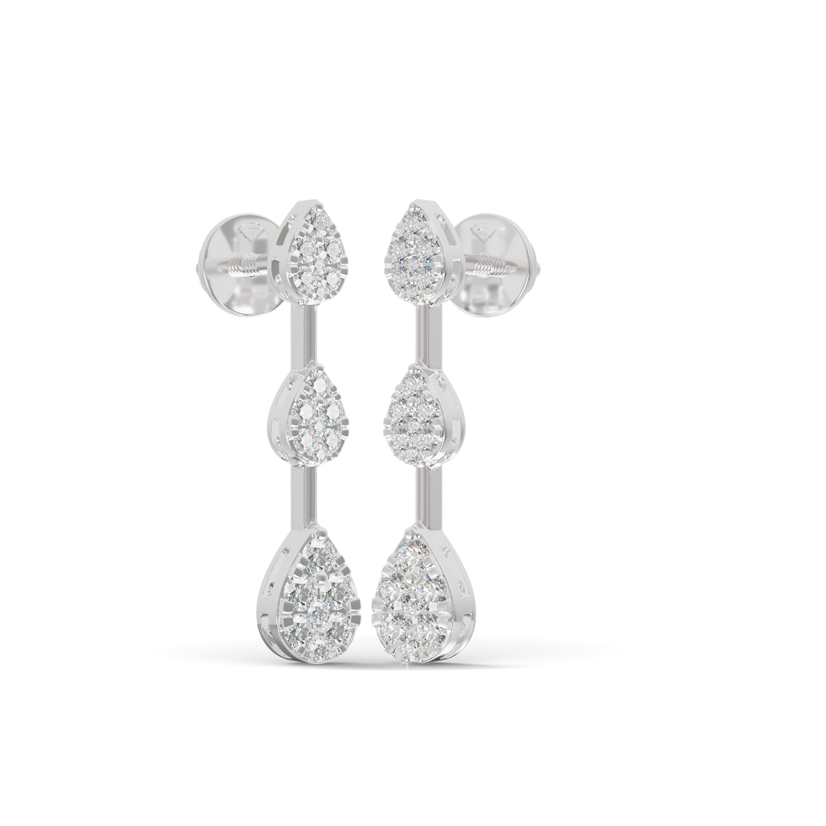 Guru Jewel's Radiant Triple-Tier Pear Pave Drop Earrings for Her