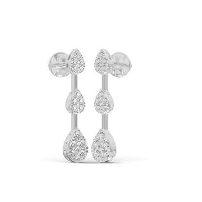 Guru Jewel's Radiant Triple-Tier Pear Pave Drop Earrings for Her