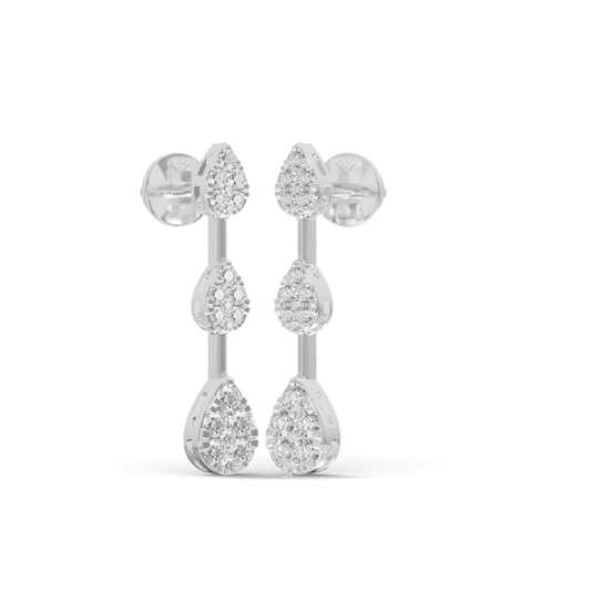 Guru Jewel's Radiant Triple-Tier Pear Pave Drop Earrings for Her