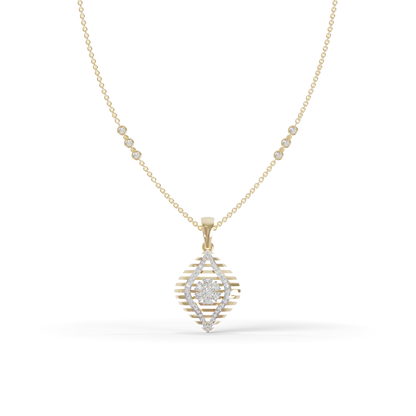 Guru Jewel's Radiant Slatted Diamond-Motif Pave Silver Pendant  for Her