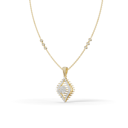 Guru Jewel's Radiant Slatted Diamond-Motif Pave Silver Pendant  for Her