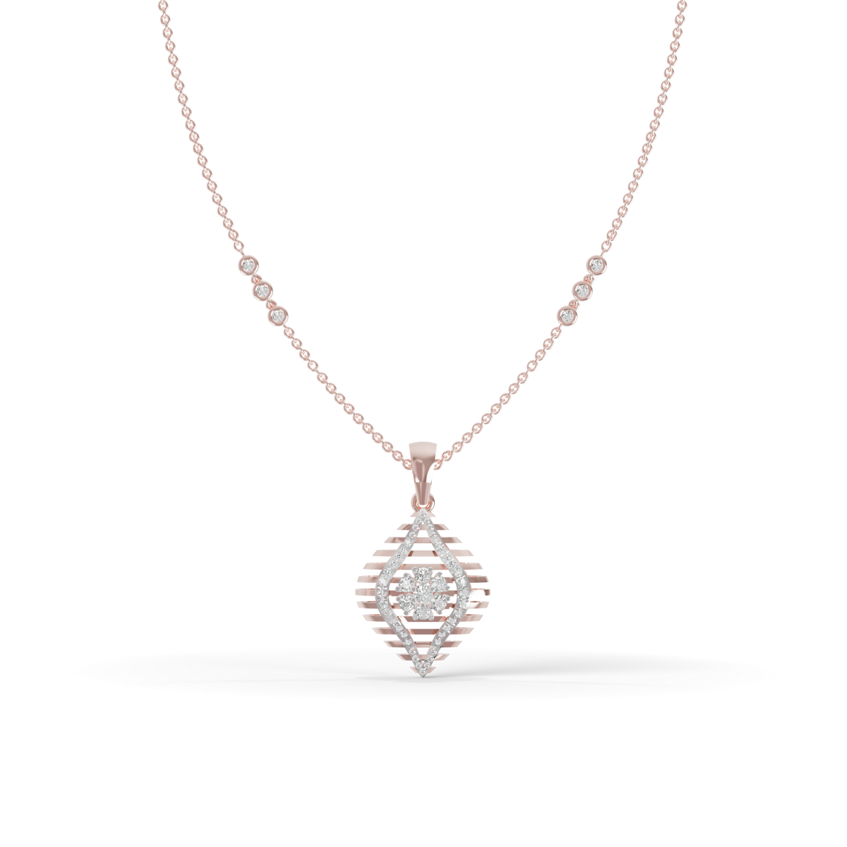 Guru Jewel's Radiant Slatted Diamond-Motif Pave Silver Pendant  for Her