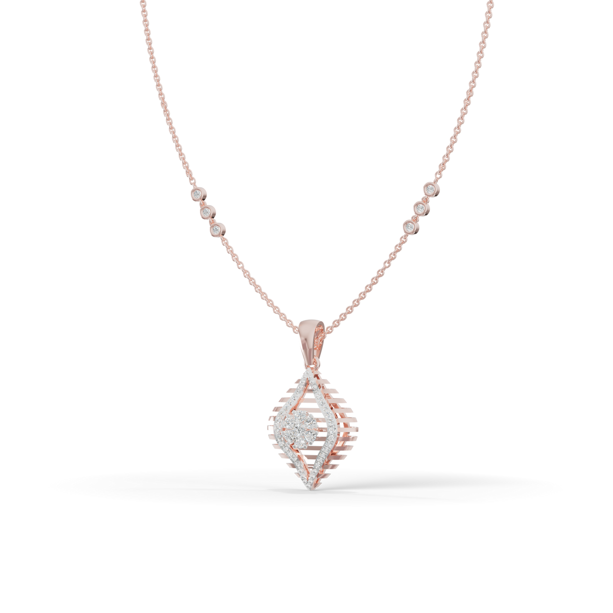 Guru Jewel's Radiant Slatted Diamond-Motif Pave Silver Pendant  for Her