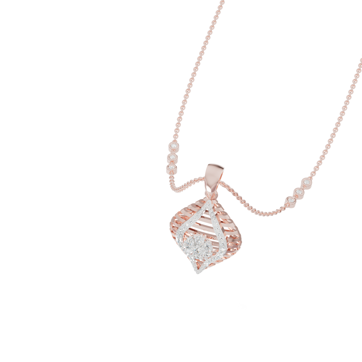 Guru Jewel's Radiant Slatted Diamond-Motif Pave Silver Pendant  for Her