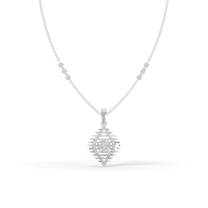 Guru Jewel's Radiant Slatted Diamond-Motif Pave Silver Pendant  for Her