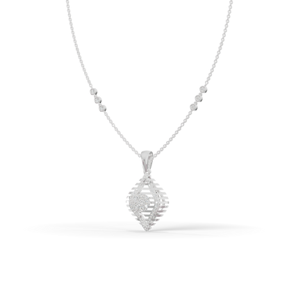 Guru Jewel's Radiant Slatted Diamond-Motif Pave Silver Pendant  for Her