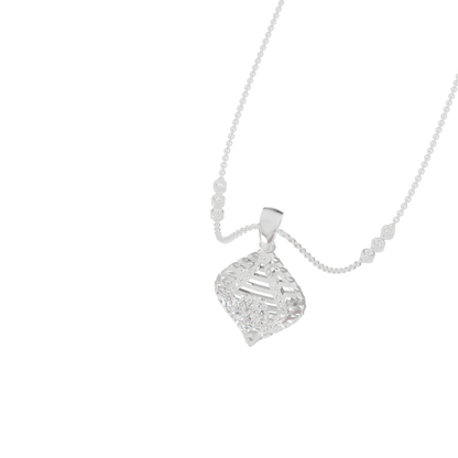 Guru Jewel's Radiant Slatted Diamond-Motif Pave Silver Pendant  for Her