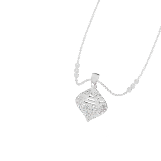 Guru Jewel's Radiant Slatted Diamond-Motif Pave Silver Pendant  for Her