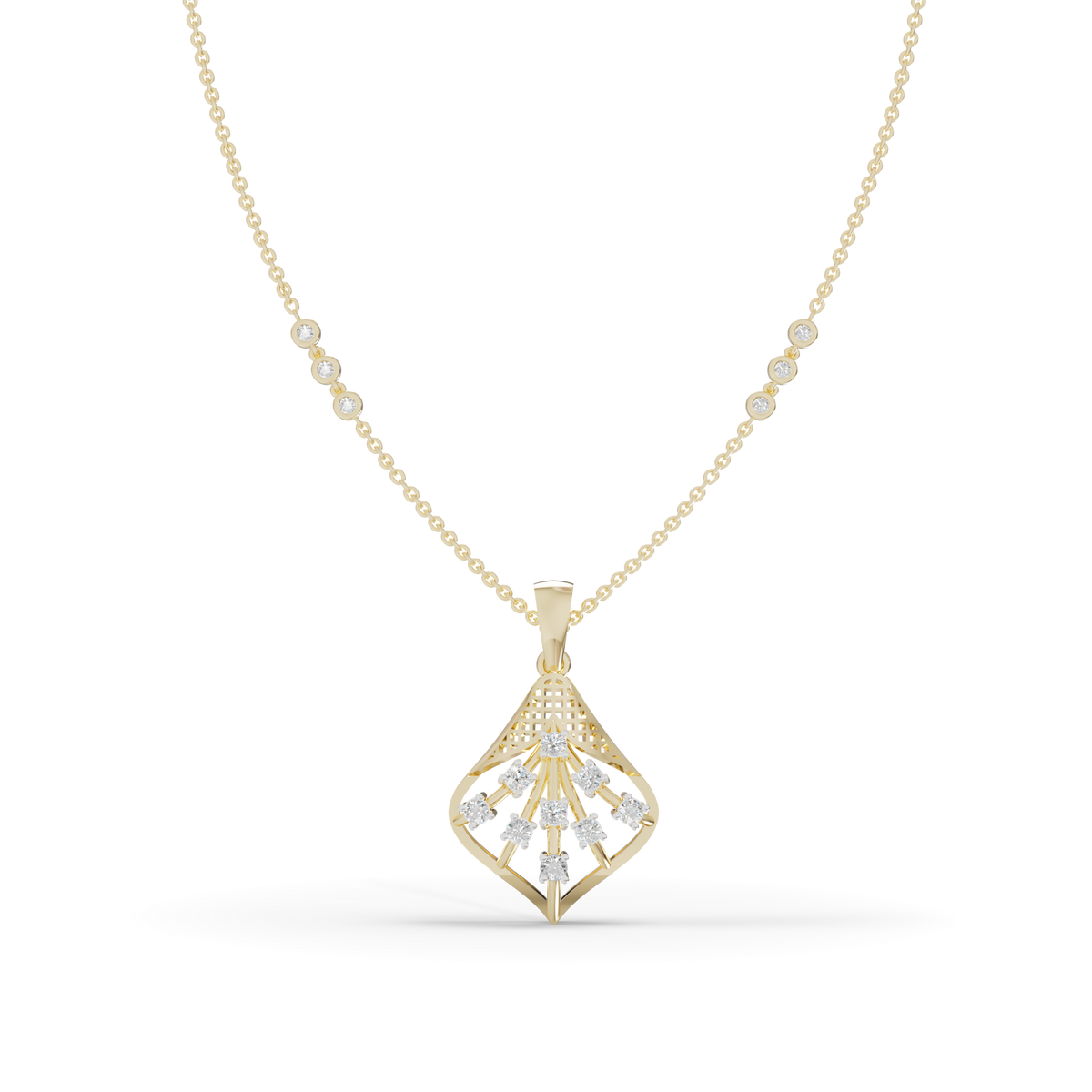 Guru Jewel's Elegant Sparkling Leaf Design Diamond Pendant for Her