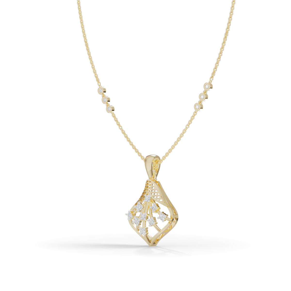 Guru Jewel's Elegant Sparkling Leaf Design Diamond Pendant for Her