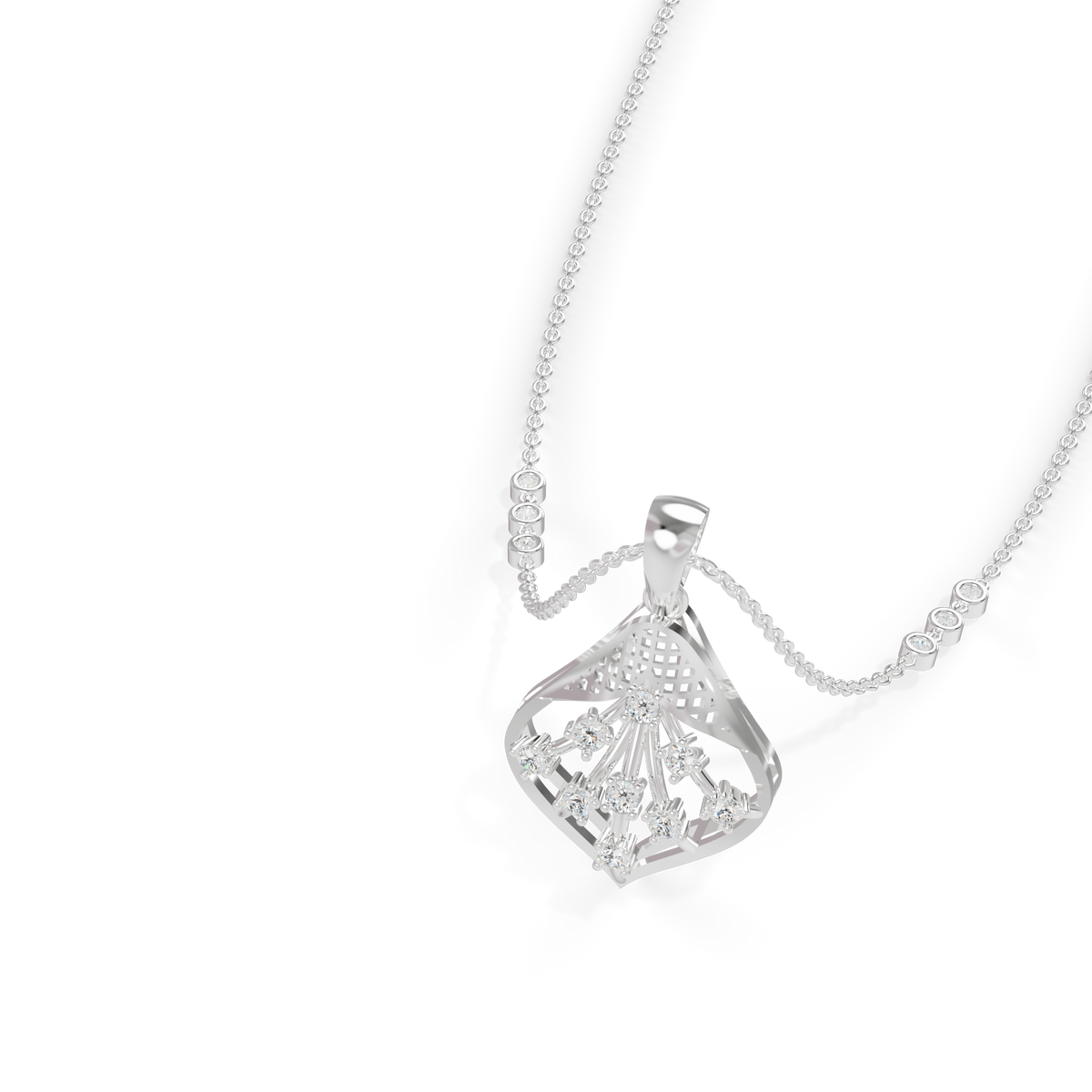 Guru Jewel's Elegant Sparkling Leaf Design Diamond Pendant for Her