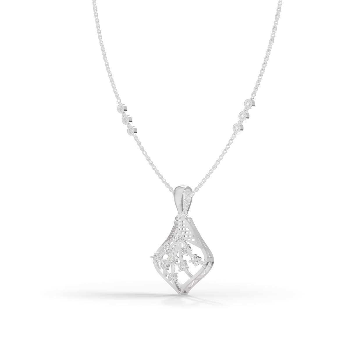 Guru Jewel's Elegant Sparkling Leaf Design Diamond Pendant for Her