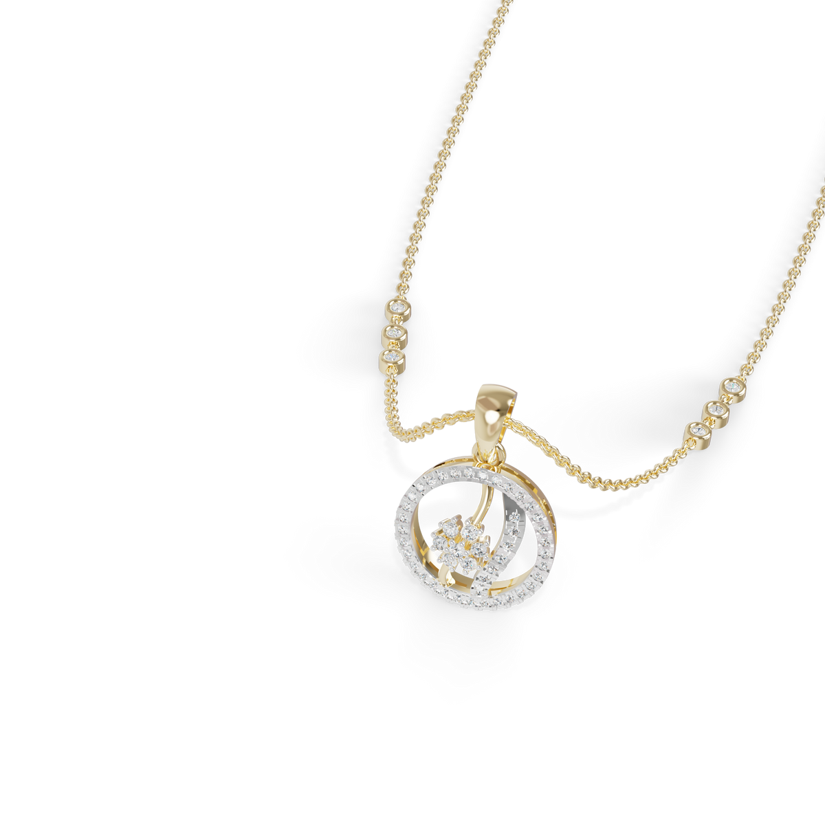 Guru Jewel's Tiny Shining Stones with Simple Circular Pendant for Her