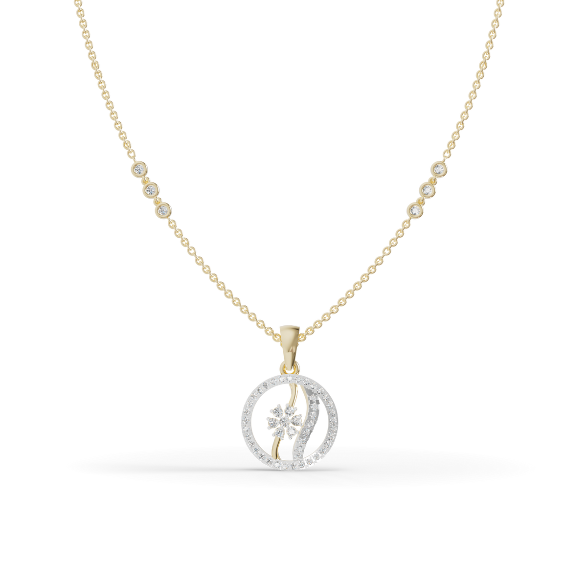 Guru Jewel's Tiny Shining Stones with Simple Circular Pendant for Her