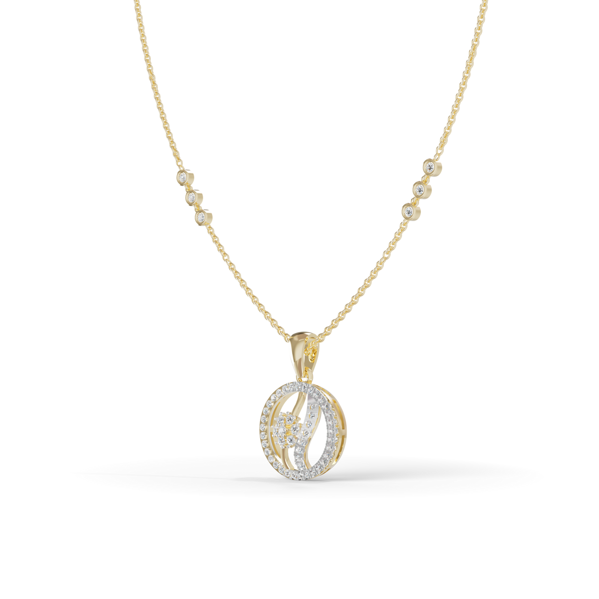 Guru Jewel's Tiny Shining Stones with Simple Circular Pendant for Her