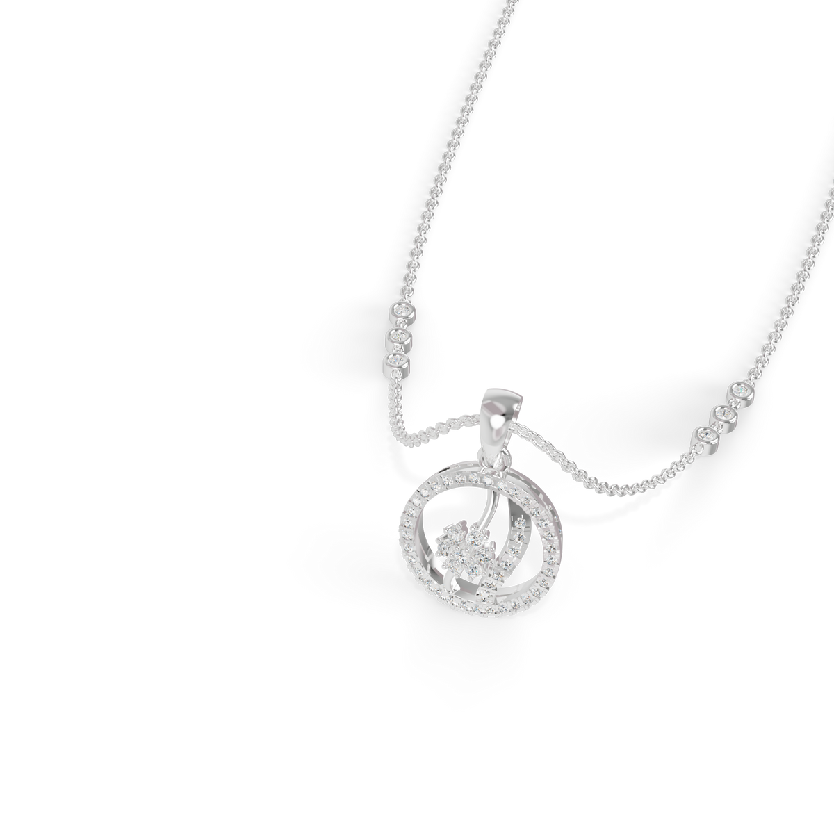 Guru Jewel's Tiny Shining Stones with Simple Circular Pendant for Her
