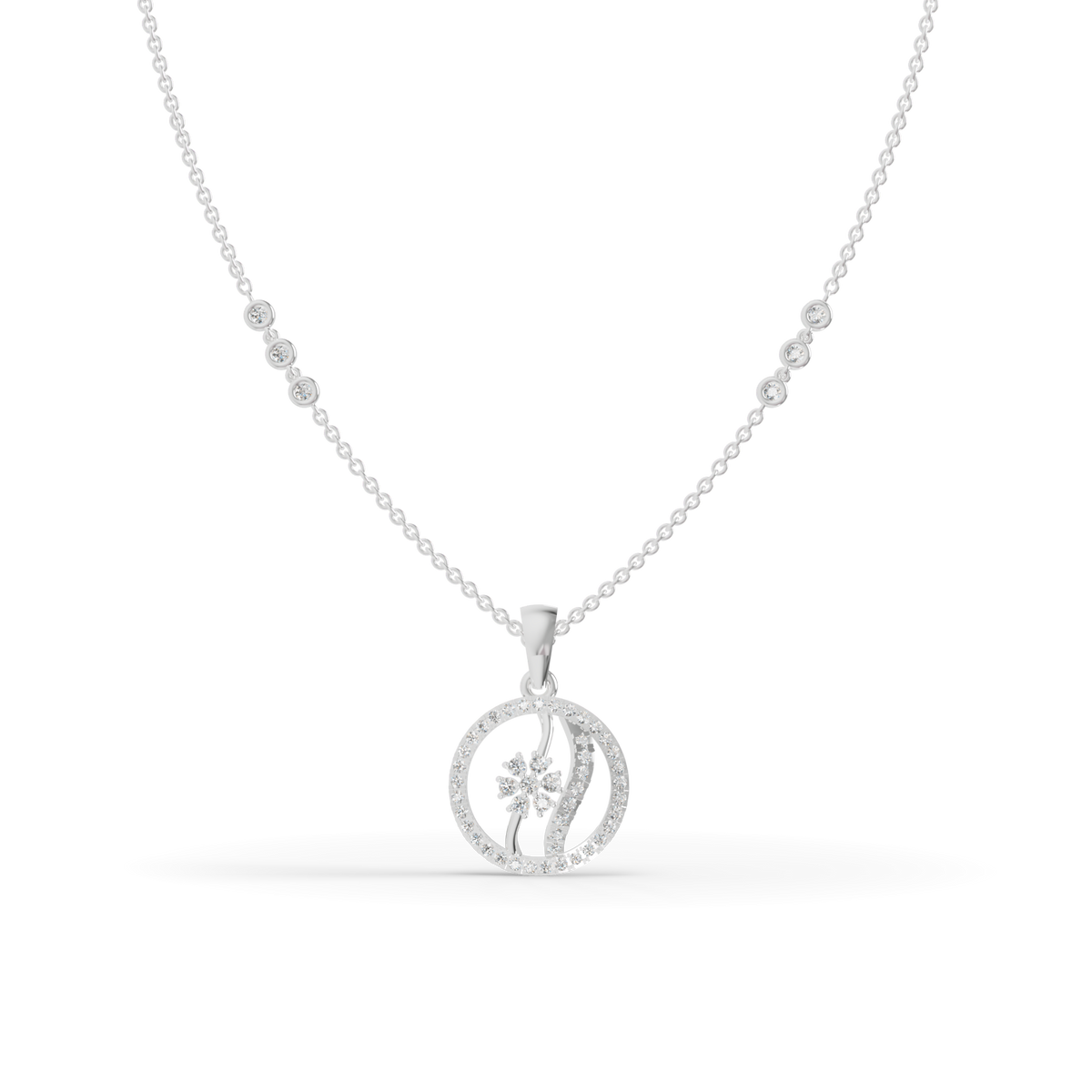 Guru Jewel's Tiny Shining Stones with Simple Circular Pendant for Her