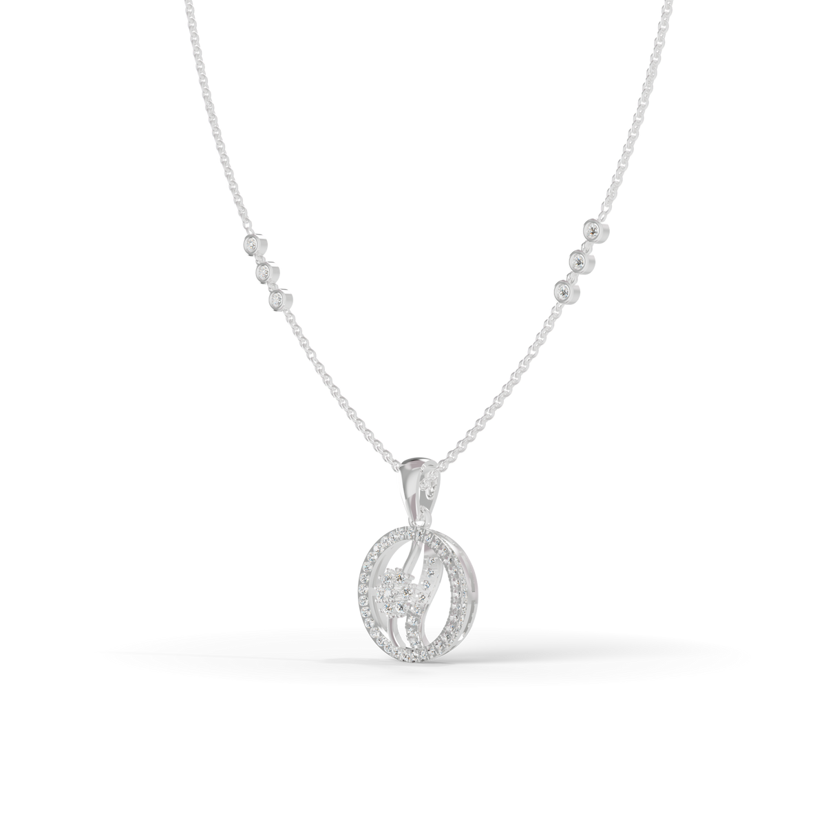 Guru Jewel's Tiny Shining Stones with Simple Circular Pendant for Her