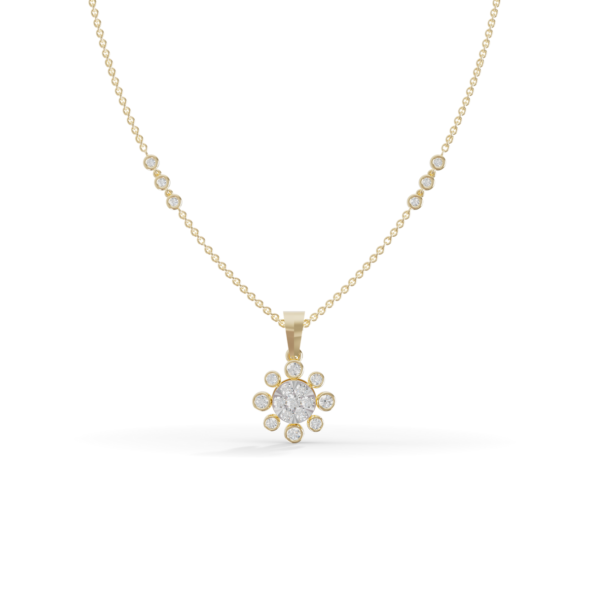 Guru Jewel's Sparkling Stone Accents  with Shining Petal Cluster Pendant for Her