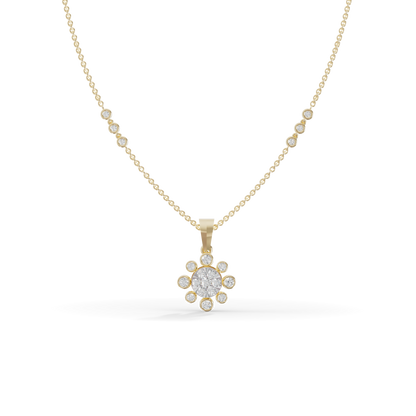 Guru Jewel's Sparkling Stone Accents  with Shining Petal Cluster Pendant for Her