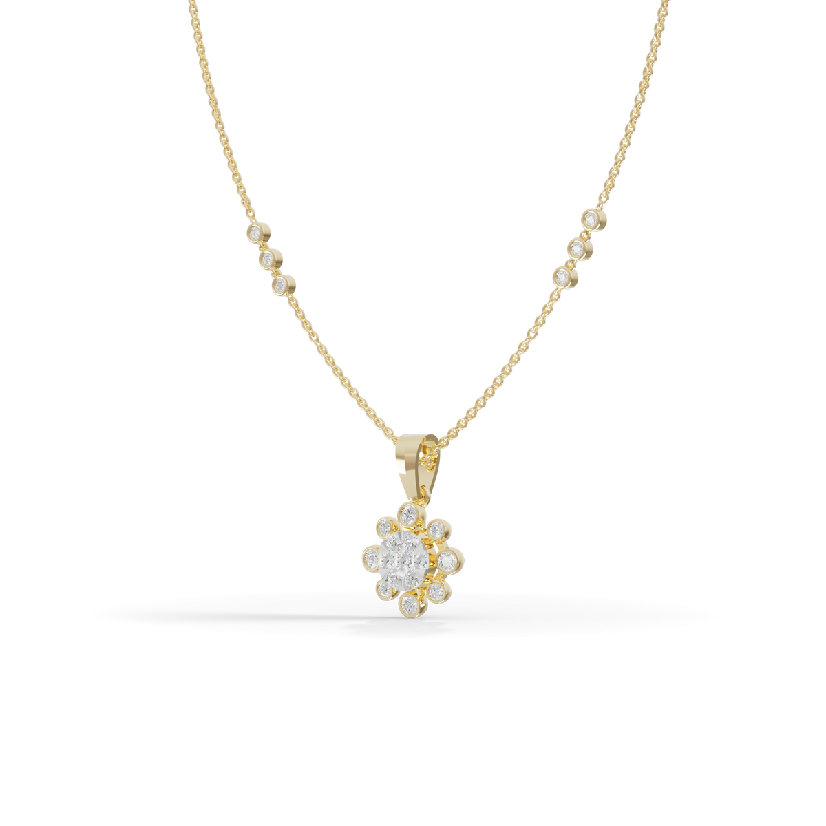 Guru Jewel's Sparkling Stone Accents  with Shining Petal Cluster Pendant for Her