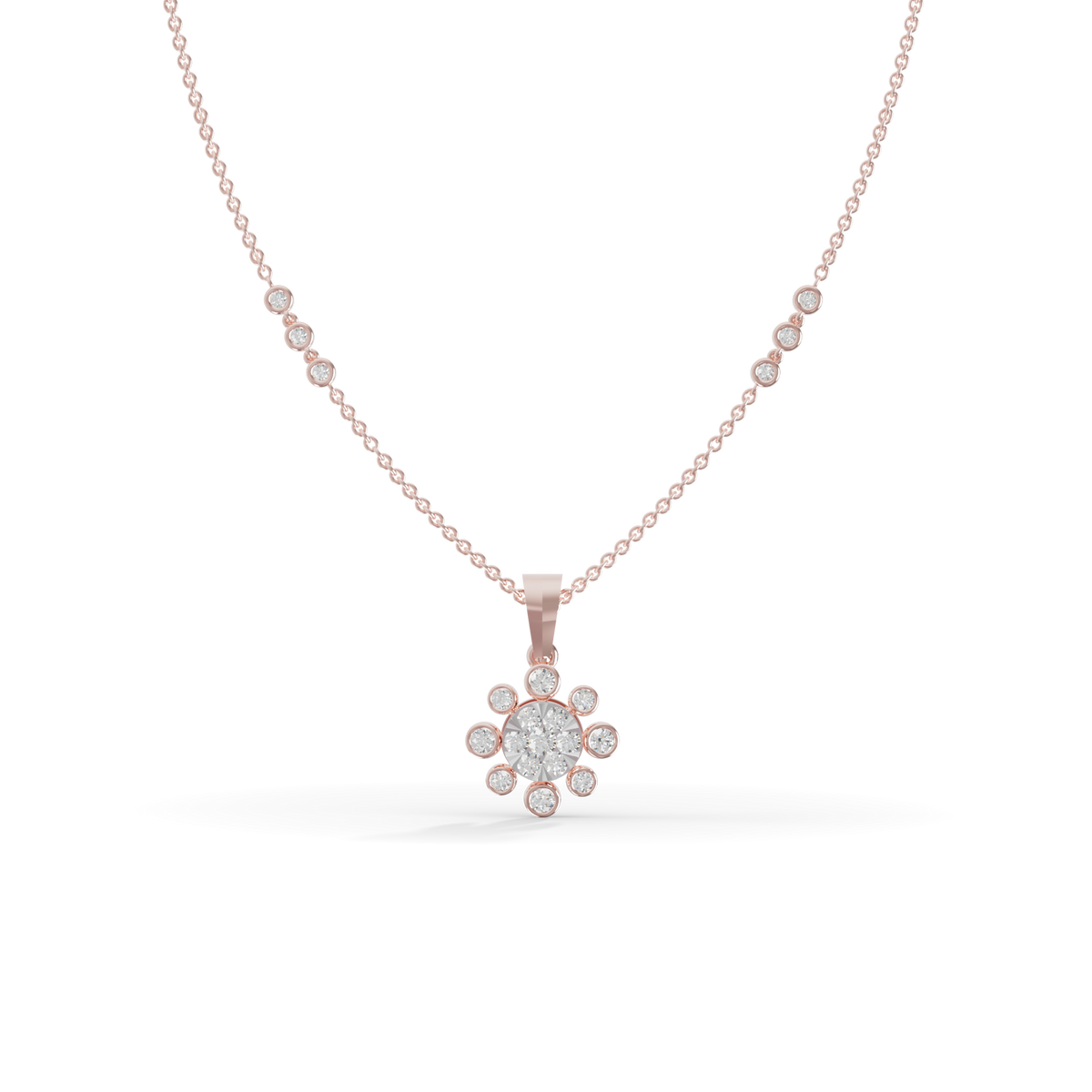 Guru Jewel's Sparkling Stone Accents  with Shining Petal Cluster Pendant for Her