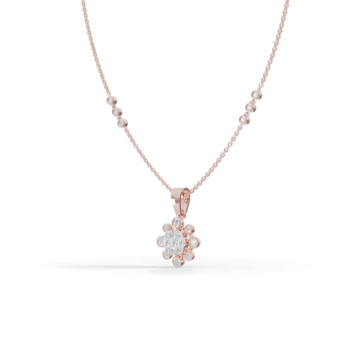 Guru Jewel's Sparkling Stone Accents  with Shining Petal Cluster Pendant for Her