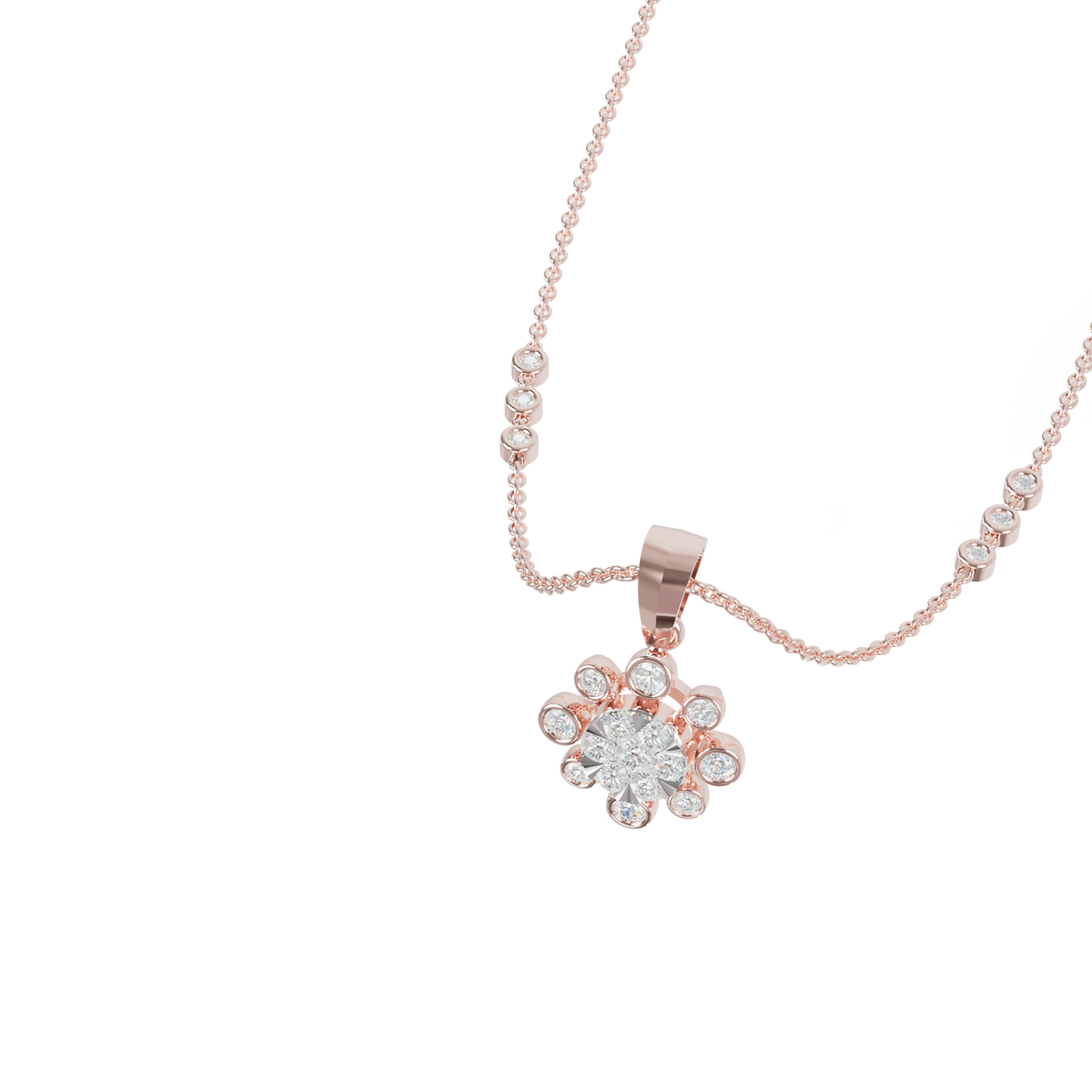 Guru Jewel's Sparkling Stone Accents  with Shining Petal Cluster Pendant for Her
