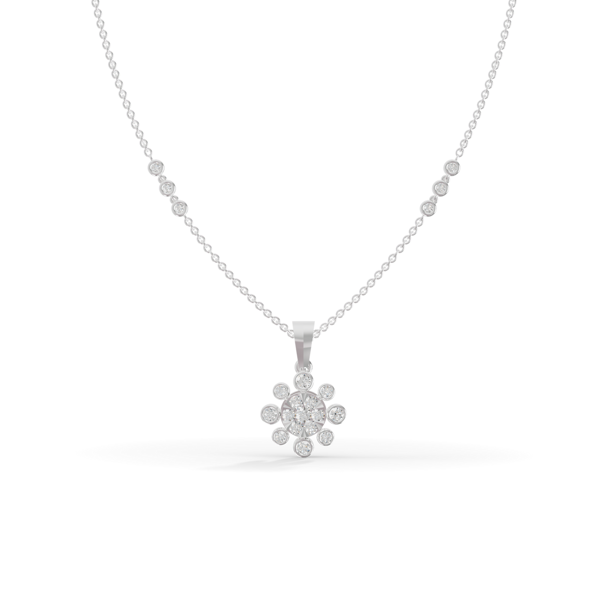 Guru Jewel's Sparkling Stone Accents  with Shining Petal Cluster Pendant for Her