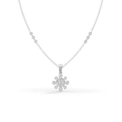Guru Jewel's Sparkling Stone Accents  with Shining Petal Cluster Pendant for Her