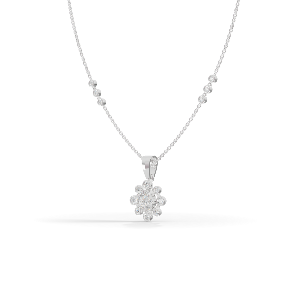 Guru Jewel's Sparkling Stone Accents  with Shining Petal Cluster Pendant for Her