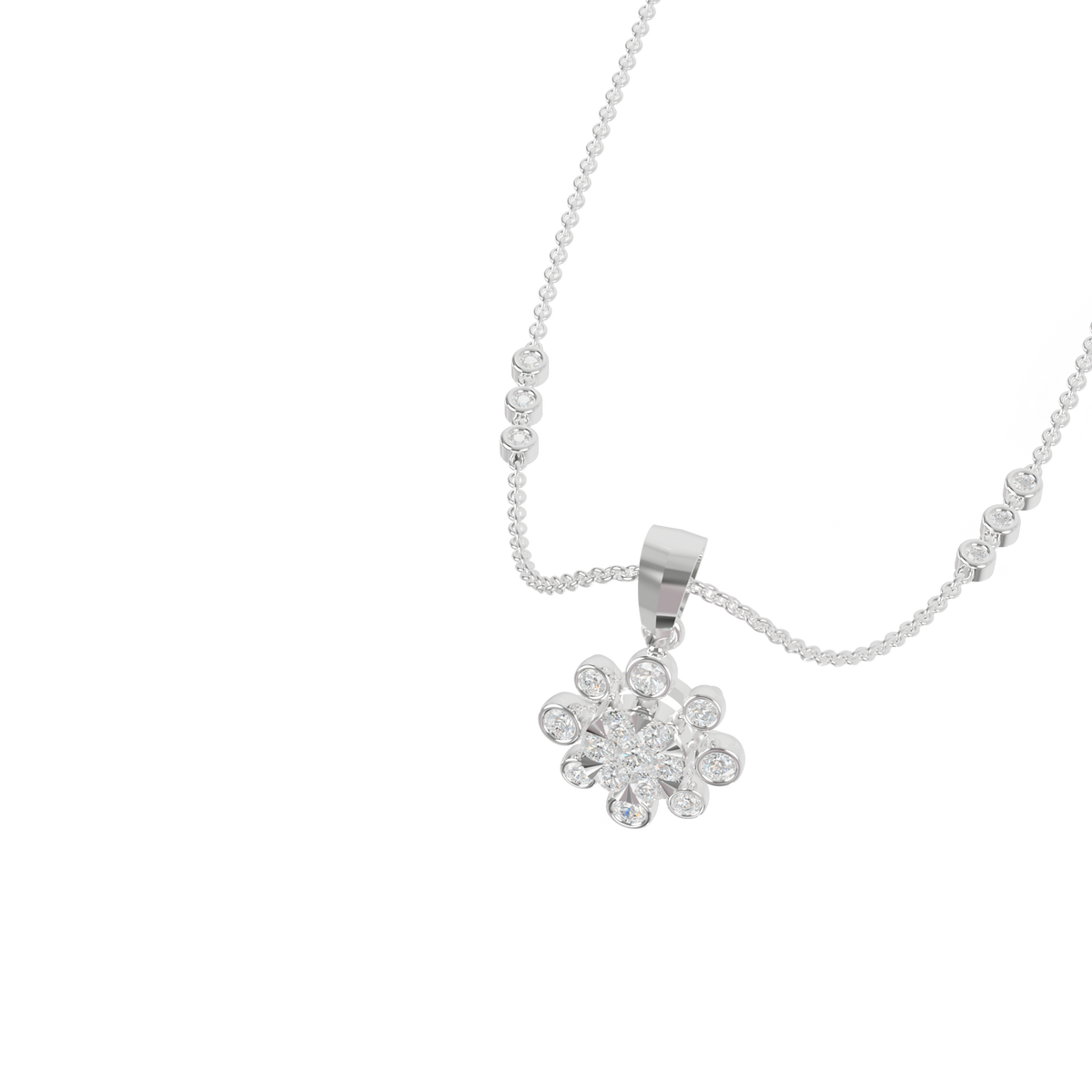 Guru Jewel's Sparkling Stone Accents  with Shining Petal Cluster Pendant for Her