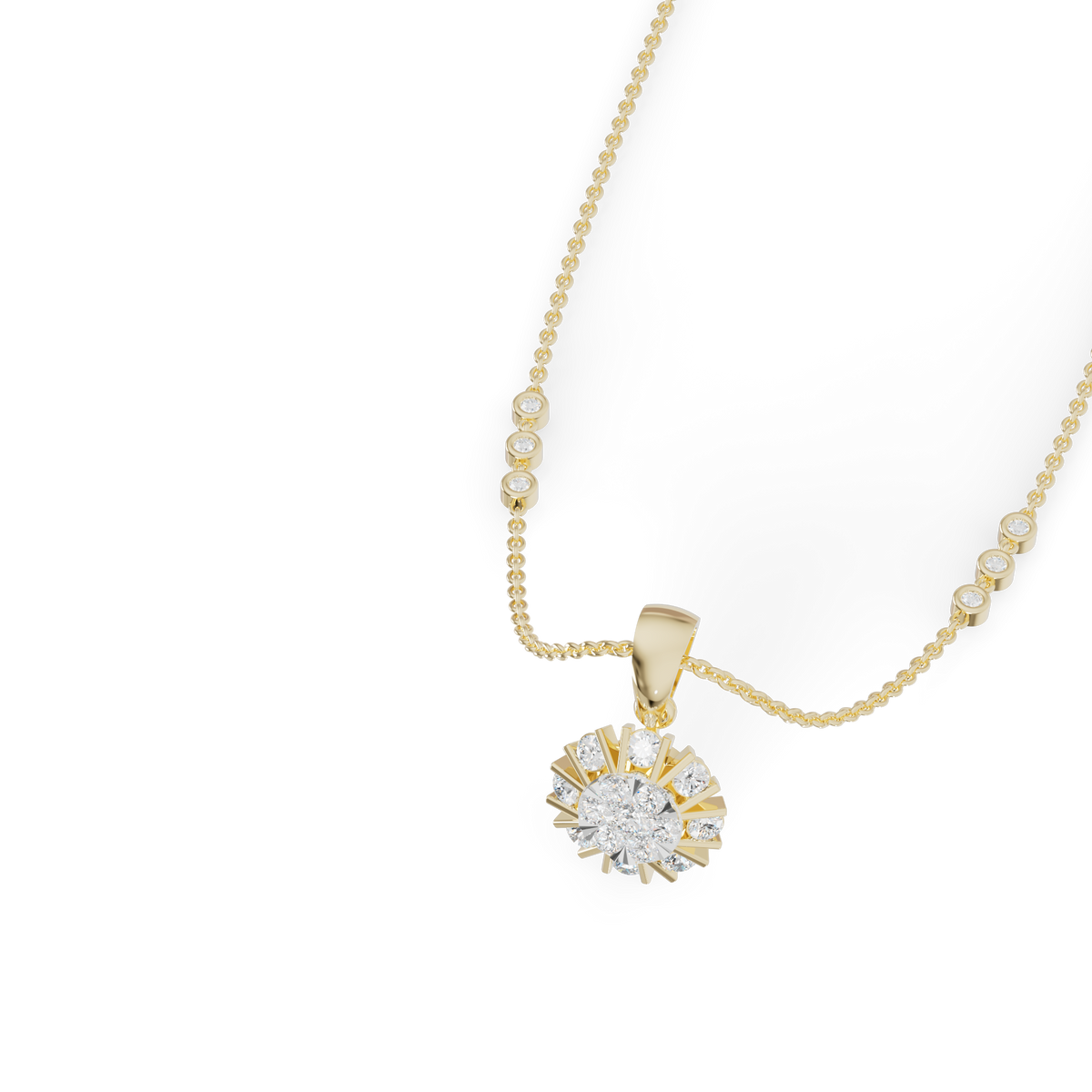 Guru Jewel's Charming Silver Burst Pendant with Dazzling Diamond Simulants for Her