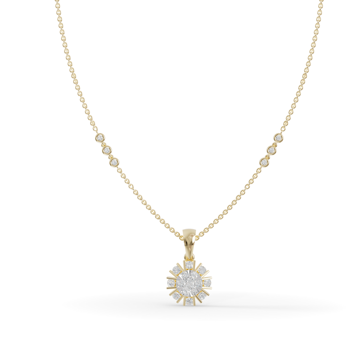 Guru Jewel's Charming Silver Burst Pendant with Dazzling Diamond Simulants for Her
