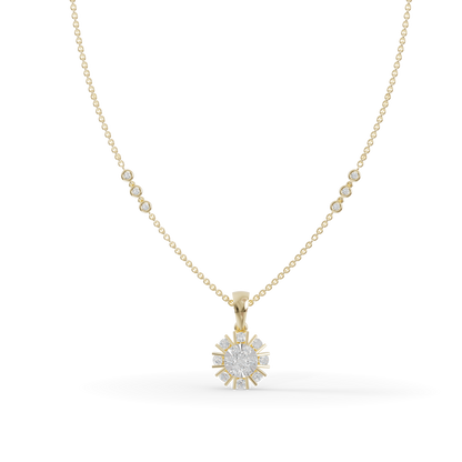 Guru Jewel's Charming Silver Burst Pendant with Dazzling Diamond Simulants for Her