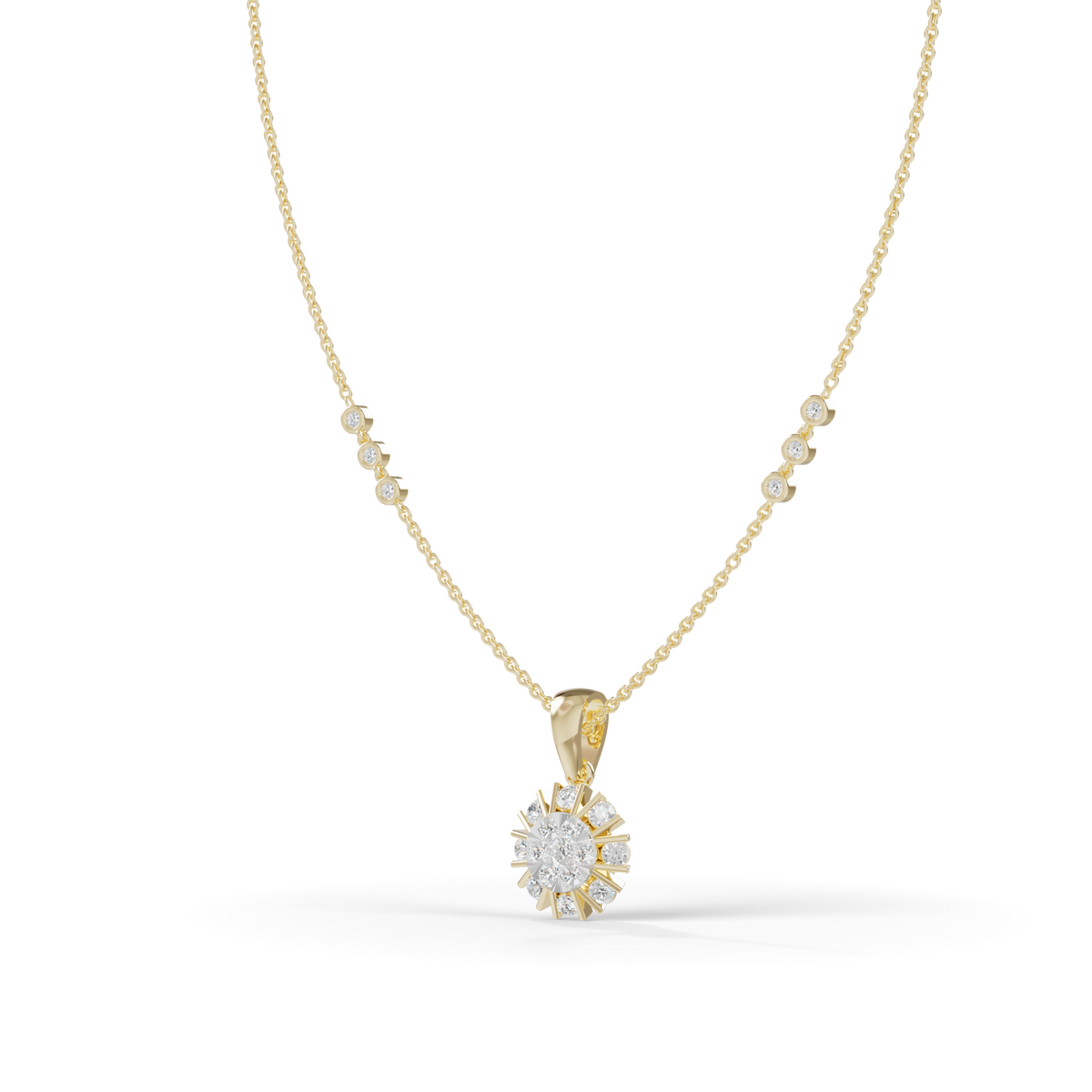 Guru Jewel's Charming Silver Burst Pendant with Dazzling Diamond Simulants for Her