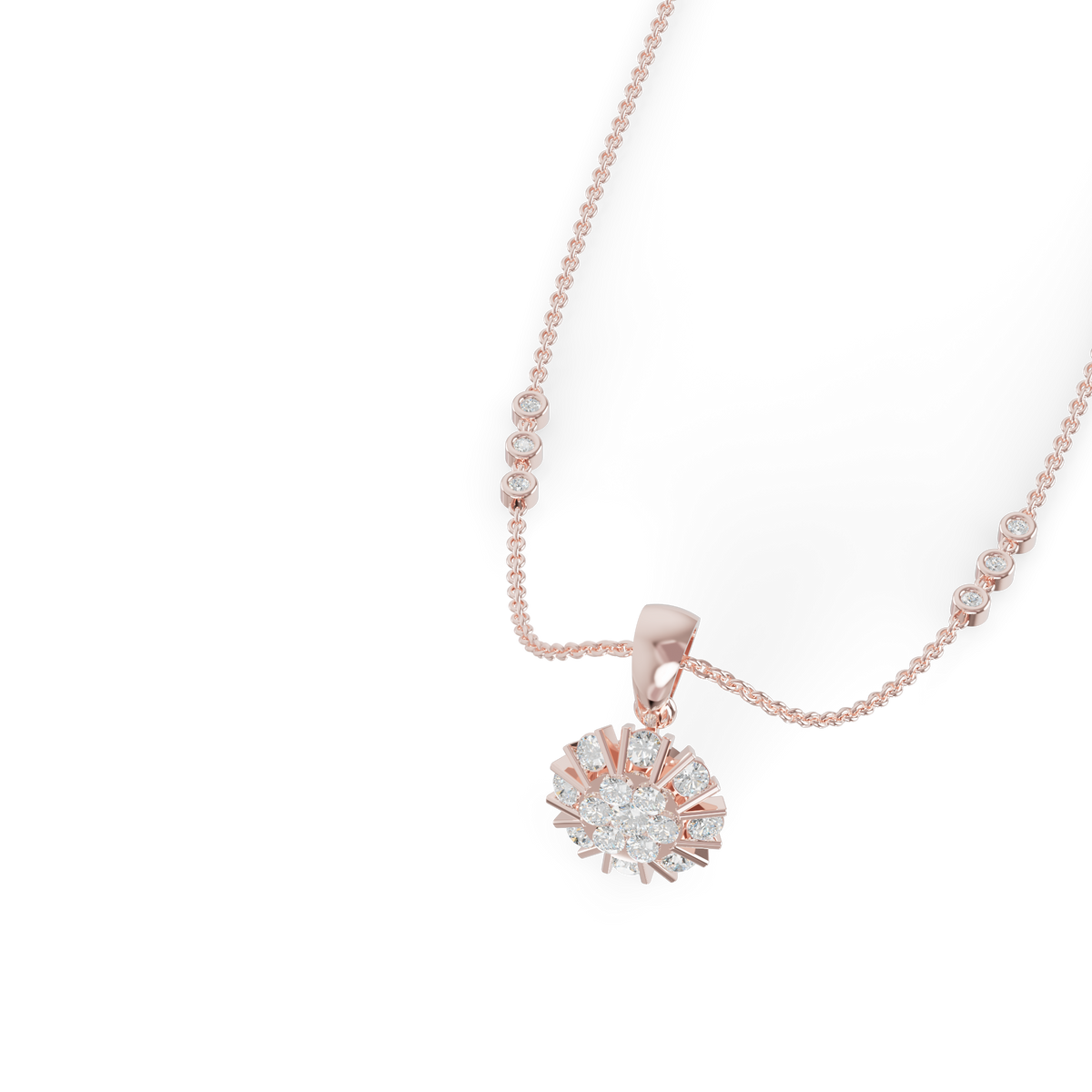 Guru Jewel's Charming Silver Burst Pendant with Dazzling Diamond Simulants for Her