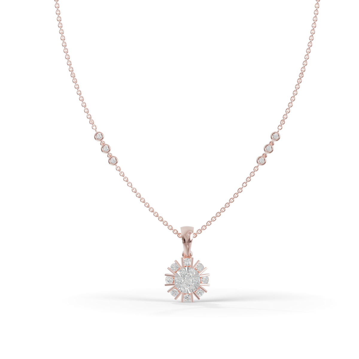 Guru Jewel's Charming Silver Burst Pendant with Dazzling Diamond Simulants for Her