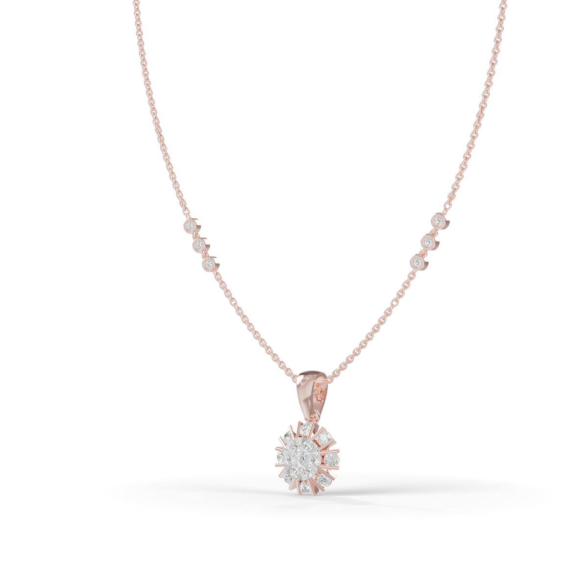 Guru Jewel's Charming Silver Burst Pendant with Dazzling Diamond Simulants for Her