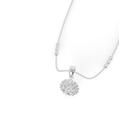 Guru Jewel's Charming Silver Burst Pendant with Dazzling Diamond Simulants for Her