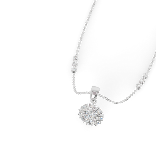 Guru Jewel's Charming Silver Burst Pendant with Dazzling Diamond Simulants for Her