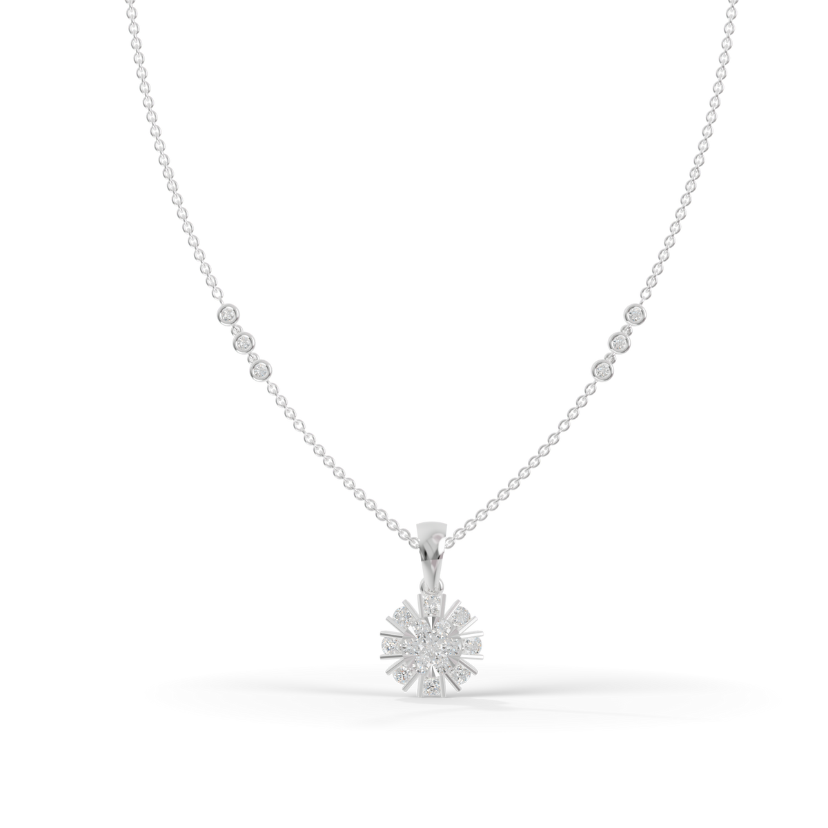 Guru Jewel's Charming Silver Burst Pendant with Dazzling Diamond Simulants for Her