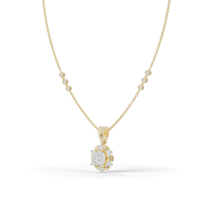 Guru Jewel's Delicate Station Chain Links with Dazzling Crystal Blossom Silver Pendant for Her