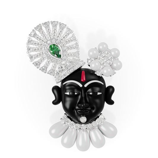 Guru Jewel's The Royal Shrinathji Sunburst Emerald & Pearl Silver Pendant for Her