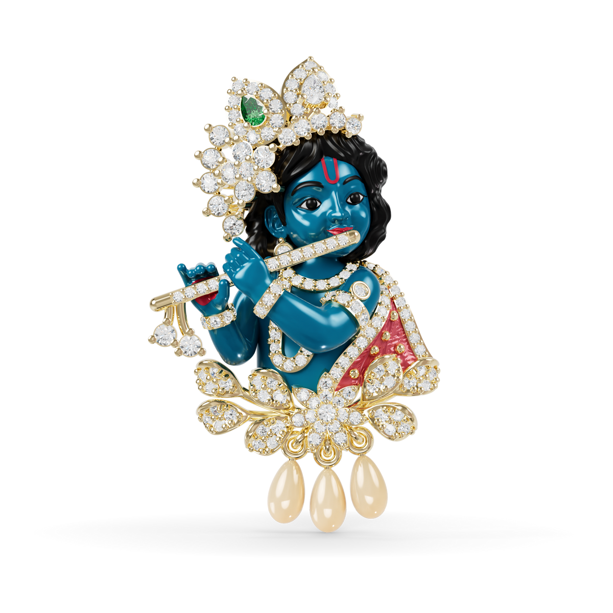 Guru Jewel's Celestial Krishna Diamond & Gem-Studded Pendant for Her