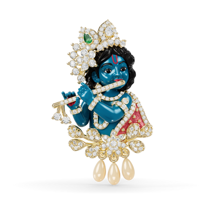 Guru Jewel's Celestial Krishna Diamond & Gem-Studded Pendant for Her